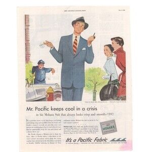 Vintage Original Pacific Mills Magazine Advertisement 1950s Color Mens Fashion